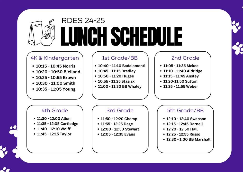 Lunch Schedule